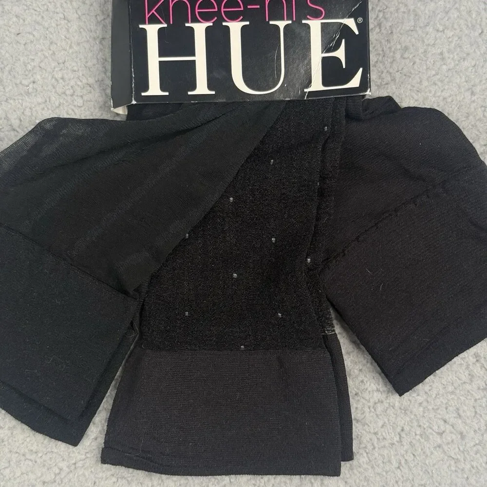 HUE Knee High Socks Women Size 1 Black Opaque 3-Pair Pack Goth Dark Academia NIP